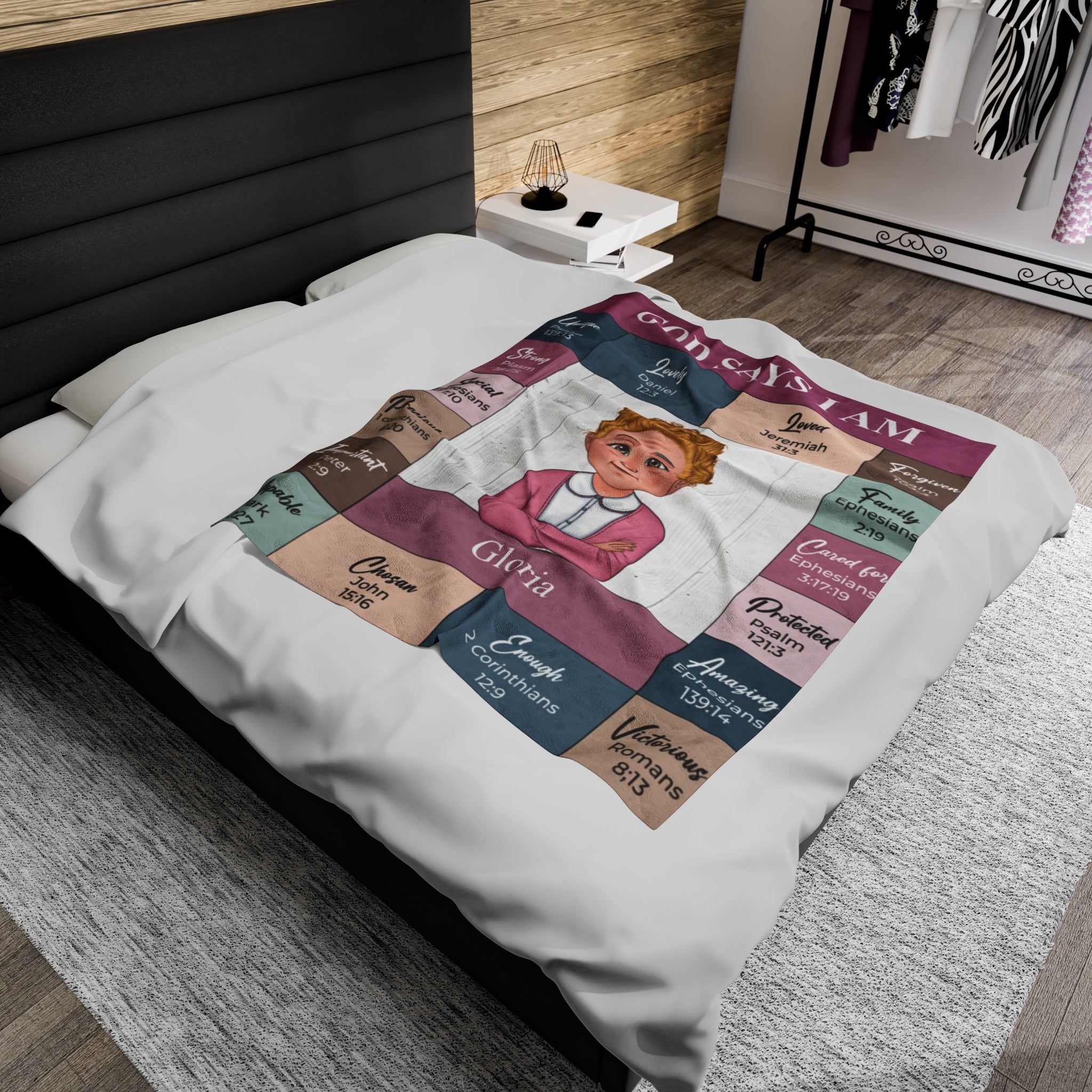 Personalized Christian Blanket with Bible Verses and Custom Portrait | Arctic Fleece Blanket